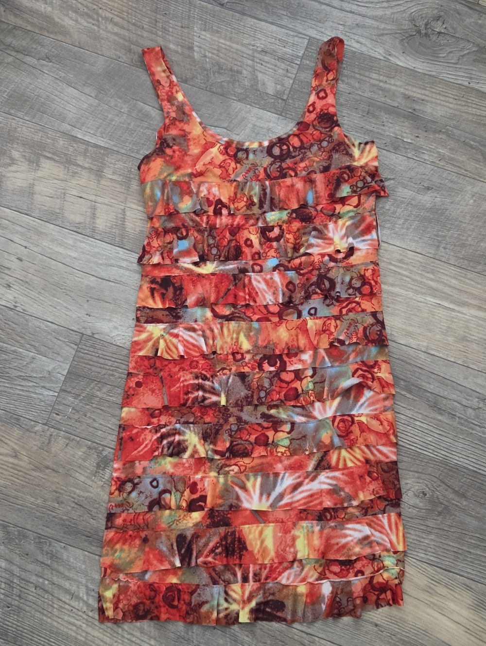 Mango Tango Cha Cha Tiered Ruffle Dress Size M